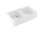 Villeroy und Boch Spülstein Doppelbecken 639002RW Ablaufgarnitur mit Exzenterbetätigung, Stone White