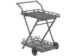 Gardenson Garten-Servierwagen , Grau , Metall , 69x54x87 cm , abnehmbares Tablett, einfacher Aufbau , Gartenmöbel, Gartentische, Garten-Beistelltische
