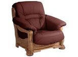 Max Winzer Sessel , Rot , Holz, Leder , Echtleder , Rindleder , Eiche , massiv , 104x95x95 cm , Goldenes M, Made in Germany , Wohnzimmer, Sessel, Ledersessel