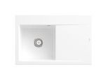 Villeroy und Boch Subway Style 45 Flat Einbauspüle 334801RW links, mit Ablaufgarnitur, Handbetätigung, stone white CeramicPlus, 78 x 51 cm