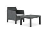 vidaXL 2-tlg. Garten-Lounge-Set mit Auflage PP Rattan Anthrazit