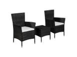 vidaXL 3-tlg. Bistro-Set Poly Rattan Schwarz