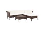 vidaXL 6-tlg. Garten-Lounge-Set mit Auflagen Poly Rattan Braun
