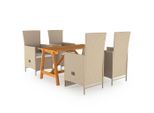 vidaXL 5-tlg. Garten-Essgruppe Beige