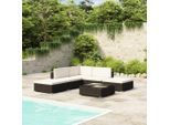 vidaXL 6-tlg. Garten-Lounge-Set mit Auflagen Poly Rattan Schwarz