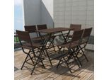 vidaXL 7-tlg. Garten-Essgruppe Klappbar Stahl Poly Rattan Braun