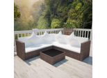 vidaXL 4-tlg. Garten-Lounge-Set mit Kissen Poly-Rattan Braun