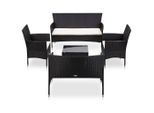 vidaXL 5-tlg. Garten-Lounge-Set mit Auflagen Poly Rattan Schwarz