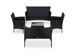 vidaXL 5-tlg. Garten-Lounge-Set mit Auflagen Poly Rattan Schwarz