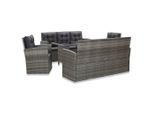 vidaXL 5-tlg. Garten-Essgruppe mit Auflagen Poly Rattan Grau