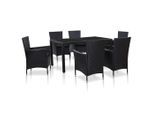 vidaXL 7-tlg. Garten-Essgruppe Poly Rattan Schwarz