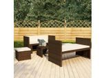 vidaXL 5-tlg. Garten-Lounge-Set mit Auflagen Poly Rattan Braun