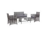 vidaXL 4-tlg. Garten-Lounge-Set mit Auflage Poly Rattan Anthrazit