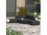 vidaXL 6-tlg. Garten-Lounge-Set mit Auflagen Poly Rattan Schwarz