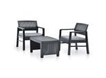vidaXL 3-tlg. Garten-Lounge-Set Kunststoff Anthrazit