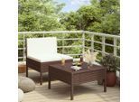 vidaXL 2-tlg. Garten-Lounge-Set mit Auflagen Poly Rattan Braun