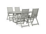 vidaXL 5-tlg. Garten-Essgruppe (150–200) x 100 cm Massivholz Akazie Grau