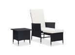 vidaXL 2-tlg. Garten-Lounge-Set mit Kissen Poly Rattan Schwarz