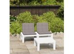 vidaXL 2-tlg. Garten-Lounge-Set mit Auflagen Kunststoff Weiß