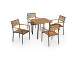 vidaXL 5-tlg. Garten-Essgruppe Akazie Massivholz und Stahl
