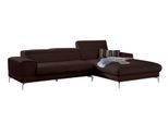 Ecksofa W.SCHILLIG "piedroo, Designsofa mit tollem Sitzkomfort, bequem und elegant, L-Form", braun (mocca z69), B:303cm H:70cm T:193cm, Longlife Xtra-Leder Z69: Das feinnarbige, gedeckte Softleder Z69 besticht durch seine außergewöhnliche Weichheit im trendigen »Vintage-Look«, Hautstärke 0, 9 - 1, 1 mm, Sofas, Ecksofa, Kopfteilverstellung, wahlweise mit Sitztiefenverstellung, Breite 303cm