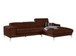 Ecksofa W.SCHILLIG "piedroo, Designsofa mit tollem Sitzkomfort, bequem und elegant, L-Form", braun (tabacco z69), B:303cm H:70cm T:193cm, Longlife Xtra-Leder Z69: Das feinnarbige, gedeckte Softleder Z69 besticht durch seine außergewöhnliche Weichheit im trendigen »Vintage-Look«, Hautstärke 0, 9 - 1, 1 mm, Sofas, Ecksofa, Kopfteilverstellung, wahlweise mit Sitztiefenverstellung, Breite 303cm