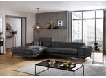 Ecksofa W.SCHILLIG "piedroo, Designsofa mit tollem Sitzkomfort, bequem, L-Form", grau (anthrazit s37), B:343cm H:70cm T:193cm, Stoff S37 (100% Polyester): Luxus-Microfaser in Lederoptik, Sofas, Ecksofa, Kopfteilverstellung, wahlweise mit Sitztiefenverstellung, Breite 343cm