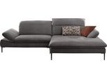 Ecksofa W.SCHILLIG "enjoy&MORE, Designsofa, elegant und bequem, L-Form", grau (grau r66), B:294cm H:87cm T:185cm, Chenille-Flachgewebe R66 (85% Polyester, 15% Nylon);Longlife Xtra-Leder Z59: Glattleder mit modischer Prägung. Hautstärke 0, 9 - 1, 1 mm;Stoff S37 (100% Polyester), Sofas, Ecksofa, Sitztiefenverstellung, Füße schwarz pulverbeschichtet, Breite 294 cm