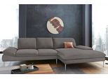 Ecksofa W.SCHILLIG "enjoy&MORE, Designsofa, bequem, zeitlos und elegant, L-Form", grau (grau r66), B:340cm H:87cm T:185cm, Chenille-Flachgewebe R66 (85% Polyester, 15% Nylon);Longlife Xtra-Leder Z59: Glattleder mit modischer Prägung. Hautstärke 0, 9 - 1, 1 mm;Stoff S37 (100% Polyester), Sofas, Ecksofa, mit Sitztiefenverstellung, Füße silber matt, Breite 340 cm