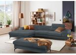 Ecksofa W.SCHILLIG "piedroo, Designsofa mit tollem Sitzkomfort, bequem und elegant, L-Form", blau (marine r66), B:343cm H:70cm T:193cm, Chenille-Flachgewebe R66 (85% Polyester, 15% Nylon), Sofas, Ecksofa, Kopfteilverstellung, wahlweise mit Sitztiefenverstellung, Breite 343cm