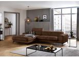 Ecksofa W.SCHILLIG "piedroo, Designsofa mit tollem Sitzkomfort, L-Form", braun (chocolate s37), B:303cm H:70cm T:193cm, Stoff S37 (100% Polyester): Luxus-Microfaser in Lederoptik, Sofas, Ecksofa, Kopfteilverstellung, wahlweise mit Sitztiefenverstellung, Breite 303cm