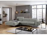 Ecksofa W.SCHILLIG "piedroo, Designsofa mit tollem Sitzkomfort, bequem und elegant, L-Form", grau (grau s37), B:343cm H:70cm T:193cm, Stoff S37 (100% Polyester): Luxus-Microfaser in Lederoptik, Sofas, Ecksofa, Kopfteilverstellung, wahlweise mit Sitztiefenverstellung, Breite 343cm