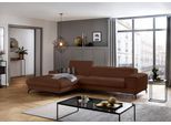 Ecksofa W.SCHILLIG "piedroo, Designsofa mit tollem Sitzkomfort, L-Form", braun (tabacco z69), B:303cm H:70cm T:193cm, Longlife Xtra-Leder Z69: Das feinnarbige, gedeckte Softleder Z69 besticht durch seine außergewöhnliche Weichheit im trendigen »Vintage-Look«, Hautstärke 0, 9 - 1, 1 mm, Sofas, Ecksofa, Kopfteilverstellung, wahlweise mit Sitztiefenverstellung, Breite 303cm