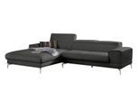 Ecksofa W.SCHILLIG "piedroo, Designsofa mit tollem Sitzkomfort, bequem und elegant, L-Form", grau (anthrazit z69), B:303cm H:70cm T:193cm, Longlife Xtra-Leder Z69: Das feinnarbige, gedeckte Softleder Z69 besticht durch seine außergewöhnliche Weichheit im trendigen »Vintage-Look«, Hautstärke 0, 9 - 1, 1 mm, Sofas, Ecksofa, Kopfteilverstellung, wahlweise mit Sitztiefenverstellung, Breite 303cm