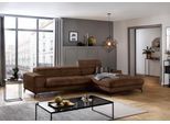 Ecksofa W.SCHILLIG "piedroo, Designsofa mit tollem Sitzkomfort, L-Form", braun (chocolate s37), B:303cm H:70cm T:193cm, Stoff S37 (100% Polyester): Luxus-Microfaser in Lederoptik, Sofas, Ecksofa, Kopfteilverstellung, wahlweise mit Sitztiefenverstellung, Breite 303cm