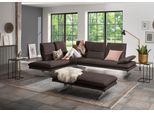 Ecksofa W.SCHILLIG "broadway, Designsofa, mit tollem Sitzkomfort, L-Form", braun (mocca s37), B:284cm H:94cm T:224cm, Stoff S37 (100% Polyester): Luxus-Microfaser in Lederoptik, Sofas, Ecksofa, Sitztiefenverstellung, Kopfteil- & Seitenteilverstellung, Breite 284cm