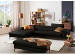 Ecksofa W.SCHILLIG "piedroo, Designsofa mit tollem Sitzkomfort, bequem und elegant, L-Form", schwarz (schwarz z59), B:343cm H:70cm T:193cm, Longlife Xtra-Leder Z59: Glattleder mit modischer Prägung. Hautstärke 0, 9 - 1, 1 mm, Sofas, Ecksofa, Kopfteilverstellung, wahlweise mit Sitztiefenverstellung, Breite 343cm