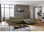 Ecksofa W.SCHILLIG "piedroo, Designsofa mit tollem Sitzkomfort, L-Form", grün (camouflage z69), B:303cm H:70cm T:193cm, Longlife Xtra-Leder Z69: Das feinnarbige, gedeckte Softleder Z69 besticht durch seine außergewöhnliche Weichheit im trendigen »Vintage-Look«, Hautstärke 0, 9 - 1, 1 mm, Sofas, Ecksofa, Kopfteilverstellung, wahlweise mit Sitztiefenverstellung, Breite 303cm