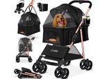 LOVPET® Hundewagen 2in1 Hundebuggy Hundebox Transporttasche Faltbar klappbar bis 20 kg Haustiere Buggy mit Netzfenstern & Regenschutzabdeckung Jogger Katzenbuggy für kleine Hunde Katzen