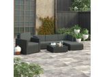 vidaXL 6-tlg. Garten-Lounge-Set mit Auflagen Poly Rattan Schwarz