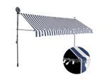 vidaXL Einziehbare Markise Handbetrieben mit LED 400 cm Blau und Weiß