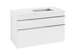 Villeroy und Boch Venticello Waschtisch-Unterschrank A94301DH 95,7 x 60,6 x 50,2 cm, Waschtisch rechts, Griff Chrom, Glossy White