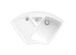 Villeroy und Boch Arena Eck Eckspüle 672901RW Ablaufgarnitur, Handbetätigung, Resteschale, Stone White