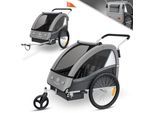 KESSER® Kinderanhänger Fahrradanhänger Sport-RX 2 in 1 Joggerfunktion Kinderfahrradanhänger + 5-Punkt Sicherheitsgurt 360°-Vorderrad Jogger Buggy Fahrrad Anhänger für 1 bis 2 Kinder max. 40kg