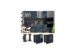 Vicco Spülenunterschrank Fame-Line Anthrazit Dunkelblau Hochglanz 80 cm mit Arbeitsplatte Anthrazit