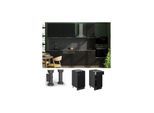 Vicco Schubunterschrank Fame-Line Anthrazit Schwarz gestreift 40 cm mit Arbeitsplatte Anthrazit