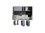 Vicco Schubunterschrank Fame-Line Anthrazit Hellblau-Grau gerahmt 40 cm mit Arbeitsplatte Marmor-Weiß