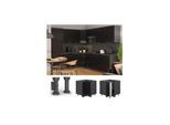 Vicco Eckunterschrank Fame-Line Anthrazit Schwarz gestreift 87 cm mit Arbeitsplatte Eiche