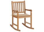 vidaXL Schaukelstuhl mit Beige Kissen Massivholz Teak
