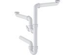 Geberit Rohrbogengeruchsverschluss 152886111 11/2" x 40mm, mit Winkelschlauchtülle, Abgang horizontal, für 2 Spülbecken, weiß